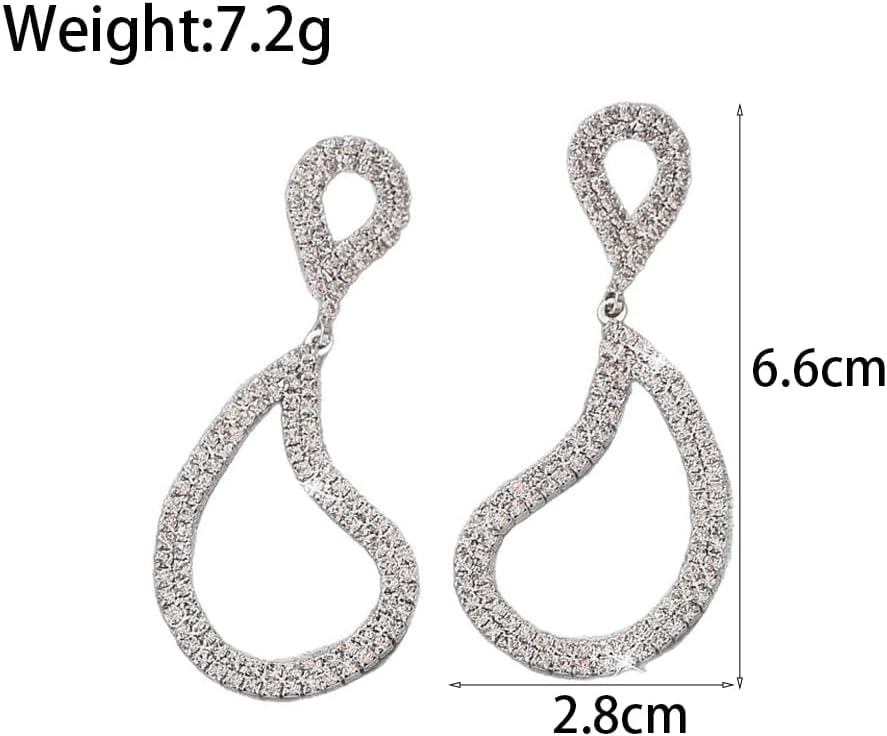 Silver Rhinestone Teardrop Dangle Earrings for Women Sparkly Long Geometric Drop Earrings Zircon Waterdrop Dangling Earring Jewelry Accessories - Image 3