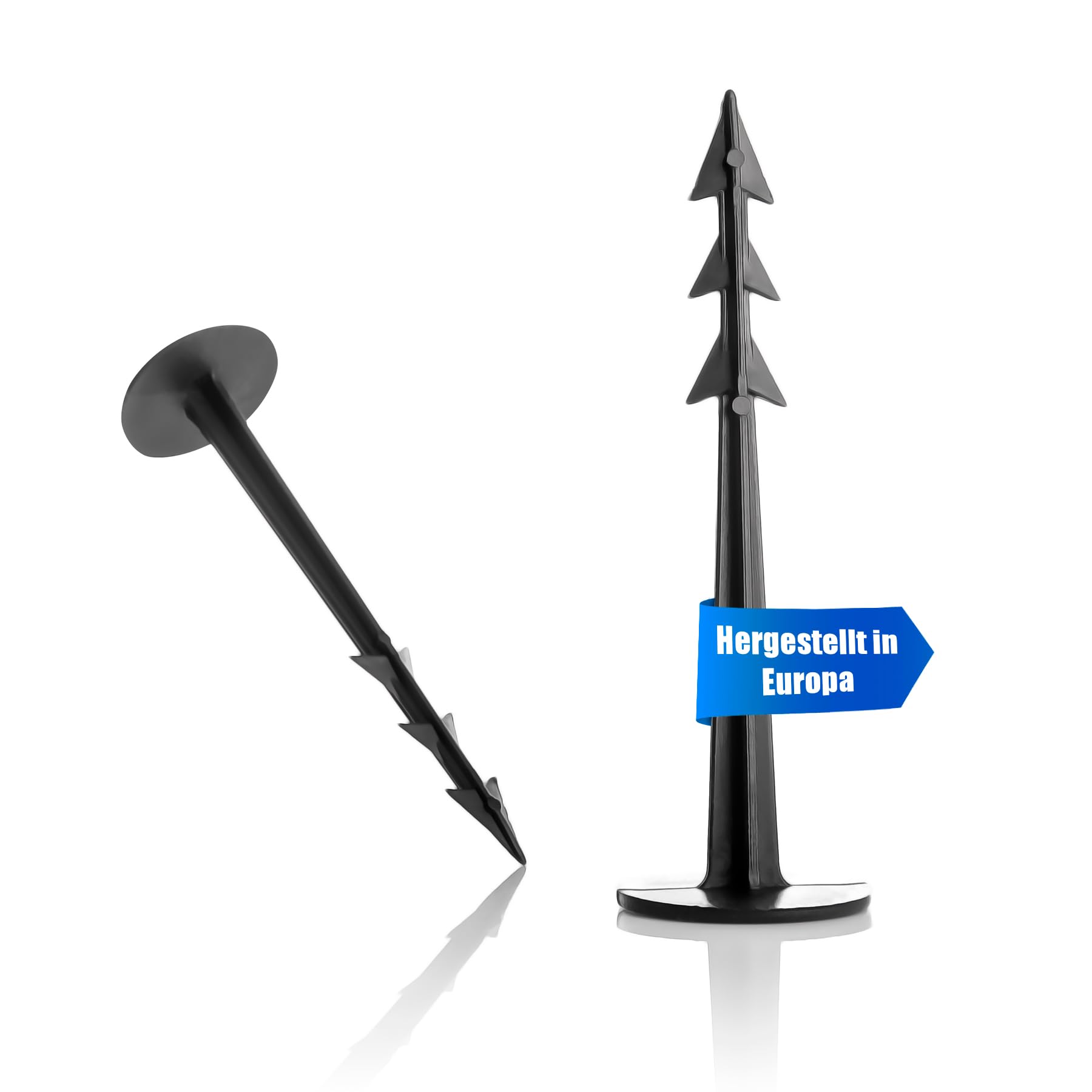 BigDean 200x Erdnägel für Unkrautvlies mit 3 Widerhaken 12,5 cm - UV-beständig - Verrottungsfest - Großer Kopf - Made in EU