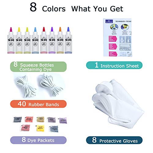 Winsons Tie Dye Kit, 8 Colours Non Toxic Permanent Fabric Dye Art Set For Kids Women For Homemade Party Creative Group Activities Diy Gift thumb #1