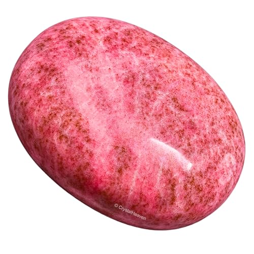 Image of Crystal Heaven Thulite Palm Pebbles Stones For Anxiety Stress Relief Massage - Aaa Grade Original Healing Gemstone Agate Palm Stone For Yoga Meditation Spiritual Reiki Feng Shui