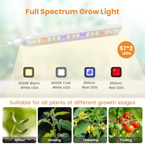 Kullsinss Plant Grow Light, Full Spectrum Plant Light for Indoor Plants Height Adjustable Halo Grow Lamp with 3 Color Modes - Image 4