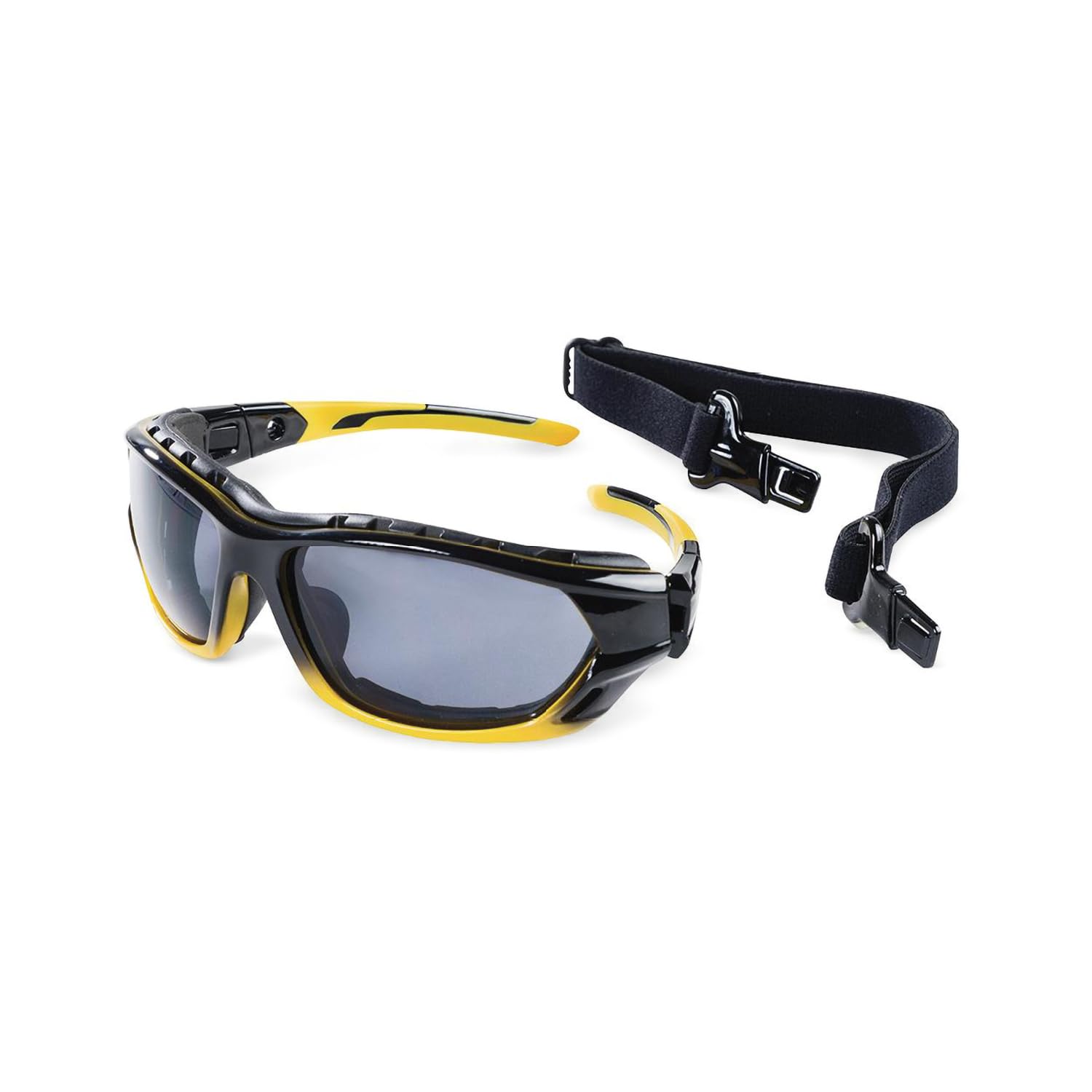 Sellstrom - 70001AZ Polycarbonate Sealed Safety Glasses/Protective Eyewear, Anti-Fog Coating, Detachable Soft Co-Molded Temples, U.S. Military Ballistic Rated, Yellow & Black with Smoke Tint, S70001