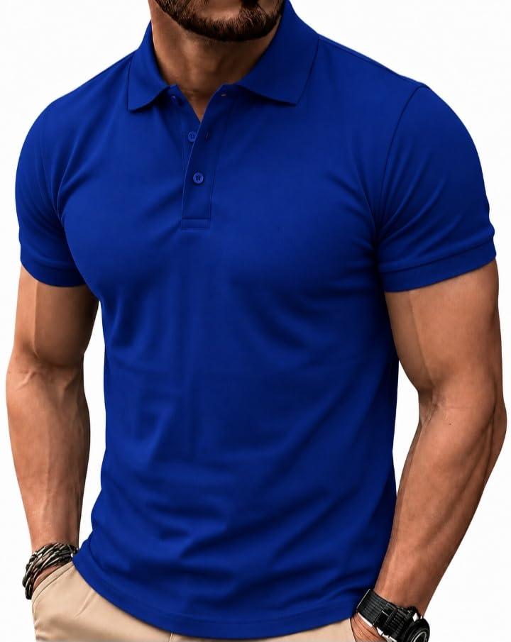 t.n.x Men's Polo Neck Half Sleeve T-Shirt | Regular Fit | Smart Casual | Everyday Wear-picture-34