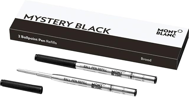 Montblanc Ballpoint Pen Refills (B) Mystery Black 116191  Refill Ink with a Broad Tip for Montblanc Biros  2 x Black Ballpen Refills