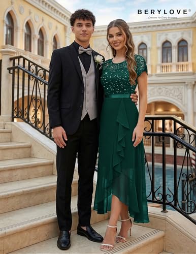 Image of BeryLove Formal Dresses for Women 2026 Wedding Guest with Slit Cocktail Elegant Lace Long Prom Dress