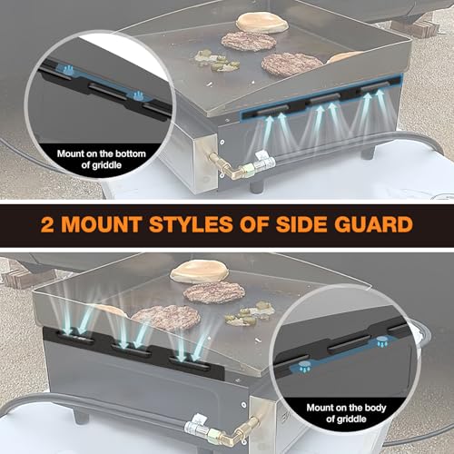 Image of Wind Guards for Blackstone 17 inch Griddle Accessories Fit for Blackstone Griddle Grill, MeWeBlue 5019 Magnetic Stainless Steel Wind Screens Protect Flame Hold Heat, Compatible with Hood, Black