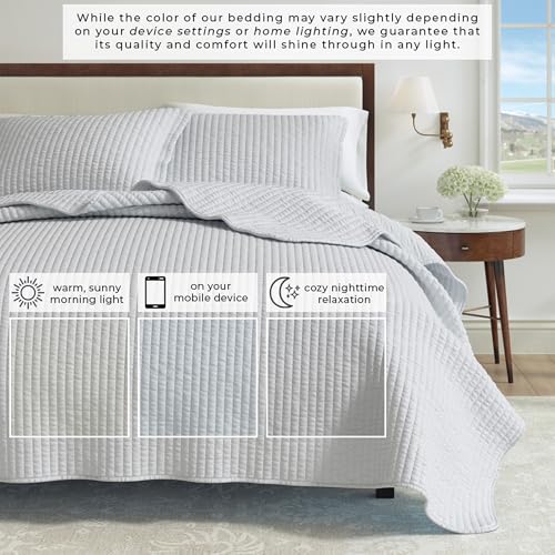 Great Bay Home 2-Piece Detailed Channel Stitch Quilt Set with Shams, Baby Blue Twin, All Season Bedspread Quilt Set, Alicia Collection - Image 5
