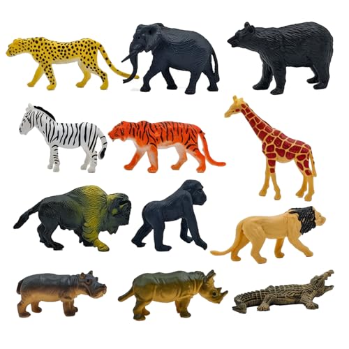 ZPLASK 12 Pack Safari Animal Figures Realistic Jungle Animals Exquisite Safari Animals Durable Compact Zoo Animals Figures Playset Perfect for Unisex Learning and Imaginative Play