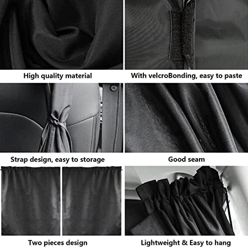AMANMAN Car Divider Privacy Curtains Car Window Covers Car Divider Curtains Sun Shade Removable Front Rear Side Window Covers Anti-UV Detachable Simple Curtain for Travel Nap Night Car Camping (Black)