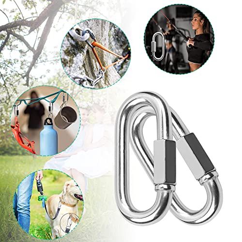 50Pcs Quick Links, 1/4” Chain Links Connector, 620Lbs Capacity Heavy Duty Carabiner Clips, Galvanized Thread Quick Link Hardware For Safety Chain Swing Gym Hammock, Screw Lock Oval Locking Carabiner #TOP5