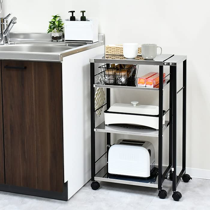 Amazon.co.jp: キッチンワゴン 作業台 サイドワゴン 伸縮式 伸長