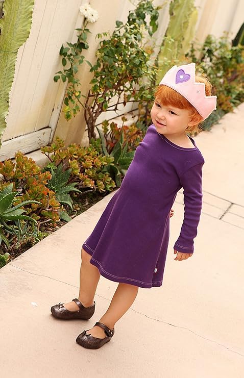 Image of City Threads Girls' 100% Cotton Long Sleeve Dress - Active Kids School, Playing, Parties - Made in USA