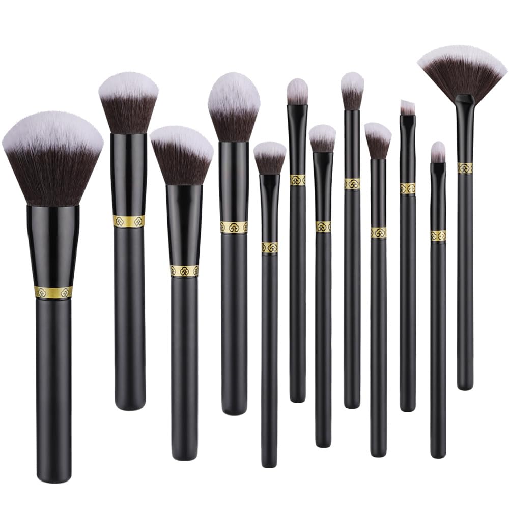 12 schwarze make-up Pinsel set lose Pulver Pinsel concealer Pinsel Lidschatten Pinsel Augenbraue Pinsel Schönheit Werkzeuge