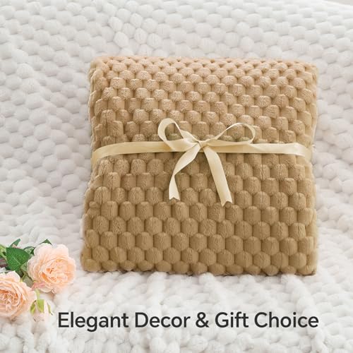 Image of BEDELITE Camel Throw Blanket for Couch, Soft Cozy Gifts for Women, 50 * 60 | 3D Jacquard Decorative Fleece Blanket, Super Soft Plush Throws, Cute Birthday Gift for Women & Men, Suitable for All Seasons