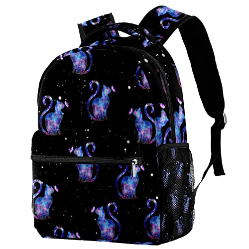 Sac à dos voyage chat galaxie pour enfant avec porte-bouteille