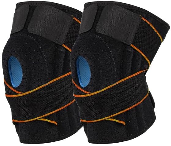 Exercise, Protection Diving Material Adjustable Knee Pads Silicone Breathable Pressurized Sports Knee Pads Spring Support for Fitness, Cycling, Running, Playing Football