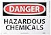 NMC D441PB OSHA Sign, Legend "DANGER - HAZARDOUS CHEMICALS", 14" Length x 10" Height, Pressure Sensitive Adhesive Vinyl, Black/Red on White