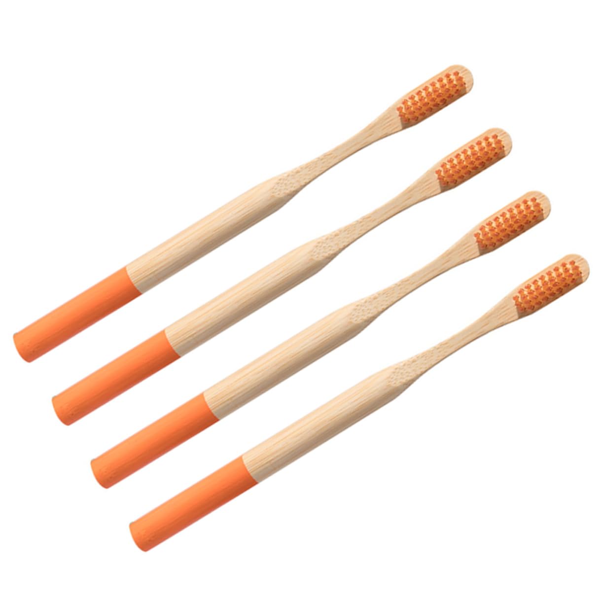 3 Set Spazzolino Da Denti Per Adulti Sensibile Ultra Morbido Spazzolini Da Denti Eco Scovolini Per Denti Spazzolino Manuale Spazzolino Da Denti Portatile Di Legno Orange 4 Pezzi*3