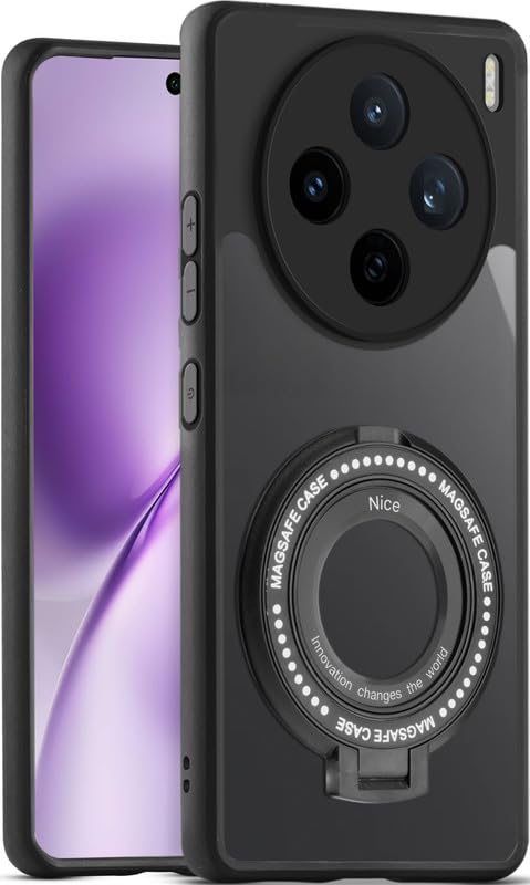 Mr. Case Back Cover for Vivo X200T 5G with Transparent Back & Kickstand | Clear Hard Back with Silicone Frame – Black