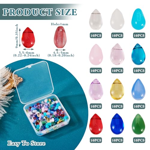 Bestewelry 120pcs Teardrop Glass Beads Waterdrop Crystal Beads Top Drilled Glass Dangle Beads Charms for Necklace Earring Bracelet Jewellery Making - Image 3