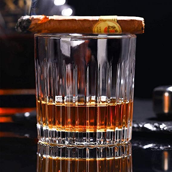 MZP Italin Premium Luxury Crystal Double Old Fashioned - Set of 4 Whiskey Glasses - Whiskey - Bourbon - Water - Beverage - Drinking Glasses - (Chutki (4)) 1