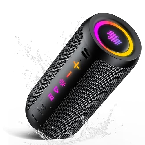 Cassa Bluetooth Portatile Potente, 25W Altoparlante Bluetooth 5.4 con 2 Modalità EQ, IPX7, TWS, 24H di Autonomia Speaker Bluetooth, 8 Modalità RGB, Cinghia da Trekking, Compatibile con PC, AUX, TF