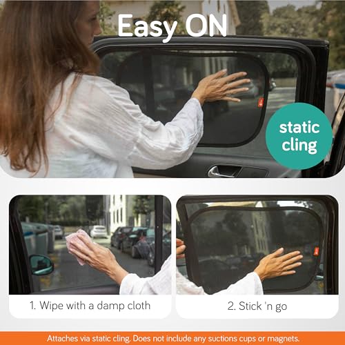 Image of Baby Uma Car Window Shades (2 Pack) - 18.9″ x 12″, UPF 50+ Car Window Covers, 99% UVB + 94% UVA Protection, Static Cling Sun Shade with Travel Bag (Small)