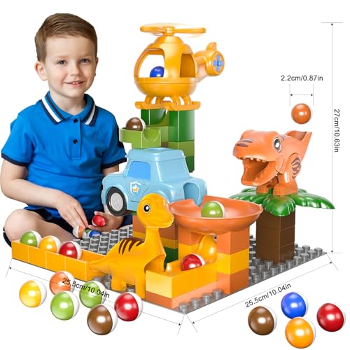 Airkid Marble Runs for Kids 4-8,Marble Run for Kids Ages 3-5 with Dinosaur Building Blocks, Montessori Learning STEM Building Toys with 4 Marble Track Compatible with Major Brands 10.04*10.04*10.63 - Image 9