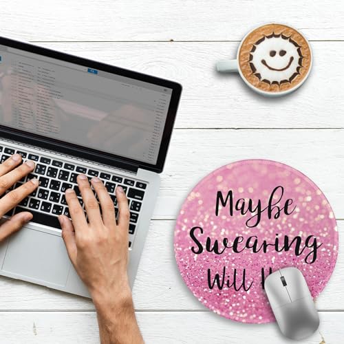 Image of Gctriki Computer Mouse Pad, Funny Pink Round Mouse Pads for Desk Travel Work Laptop Gaming, Cute Pink Home Office Supplies Desk Accessories Decor Inspirational Graduation Gifts Office Gifts