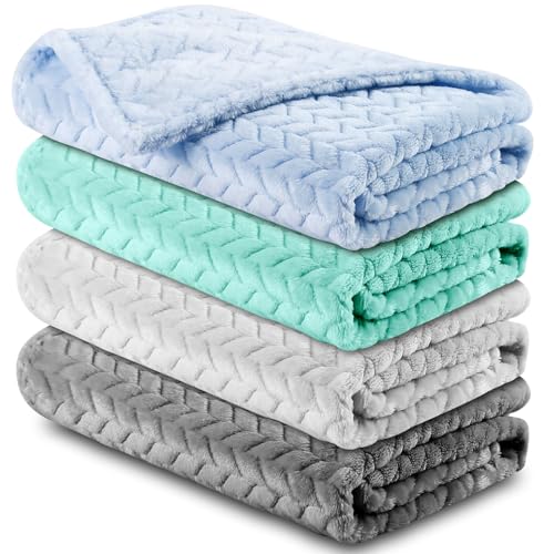 Image of Chumia 4 Pcs Baby Blanket Flannel Cozy Throw Fuzzy Soft Warm Blanket for Newborn Sherpa Fluffy Crib Swaddling Supplies Birthday Baby Shower(24 x 32 Inch,Assorted Colors)