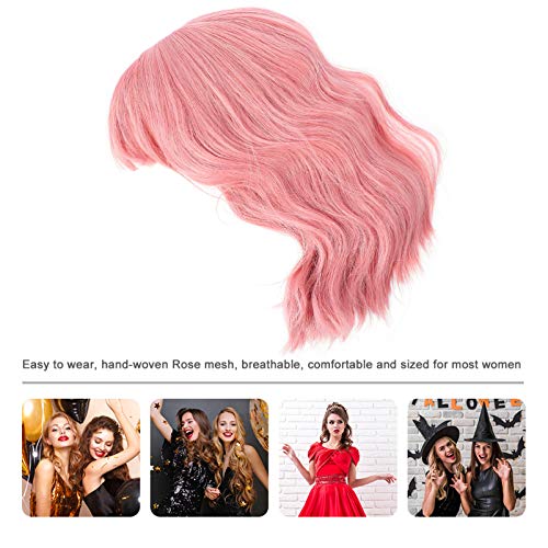 Lurrose Peruca Feminina Ondulada Na Altura Dos Ombros Cabelo SintÃ©tico ExtensÃ£o Peruca Com Franja