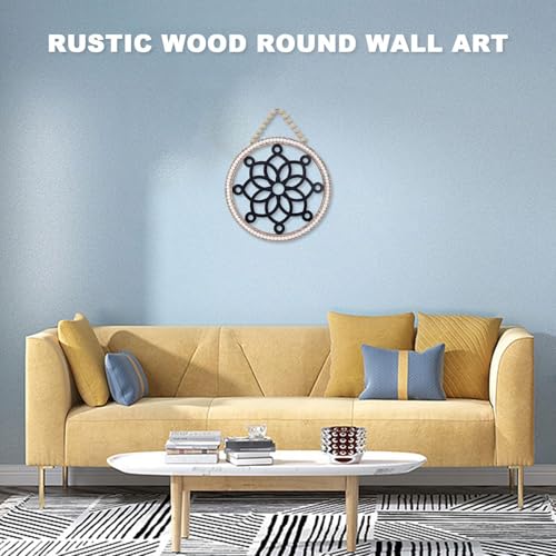 Décoration murale bohème rustique en bois rond ciselé