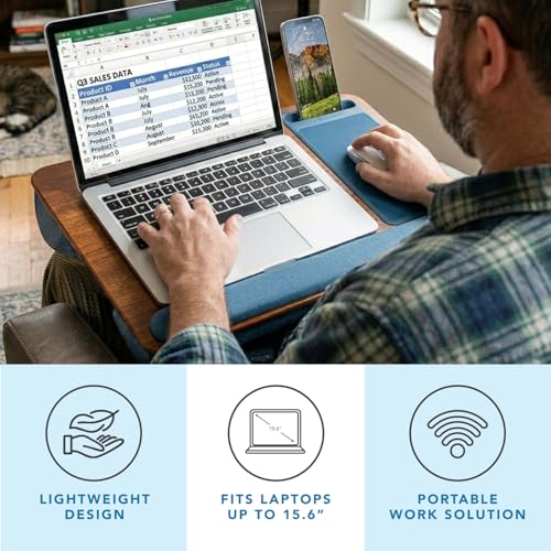 Image of LAPGEAR Home Office Pro Lap Desk - Espresso Blue, Fits 15.6 inch Laptops