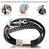 HALUKAKAH ● Voile ● Homme Bracelet en Cuir Véritable de Main Tresser Ancre Fermoir Magnétique en Titane Acier Mat 8.5"/21.5cm avec Le Boîte-Cadeau Gratuit #4