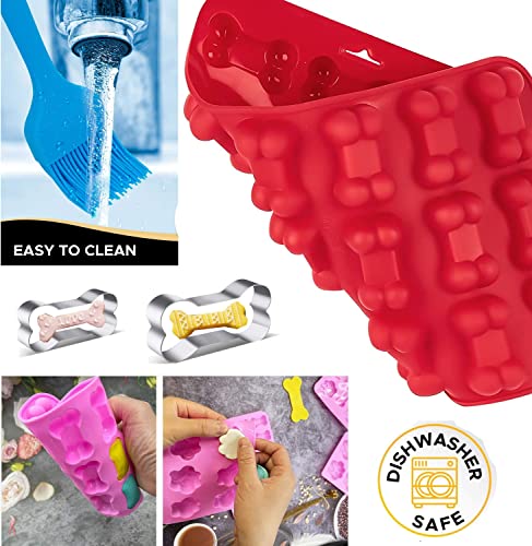 Hundekekse Backform Hundeleckerli Silikonform Silikon Backmatte Hundekekse Ausstechform für Hundepfoten und Knochen