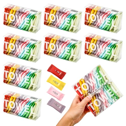 140Pcs Compressed Towel Tablets, 11.8 x 9.4 Inches Disposable Washcloths for Travel, Compressed Face Towels for Outdoor Camping Hiking (Random Color)