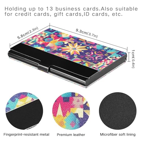 KLL Pink Bohemian Pattern Ultra-Thin Business Card Holder case with Leather and Stainless Steel Card Holder for Business Meeting Use portatarjetas para Hombre3