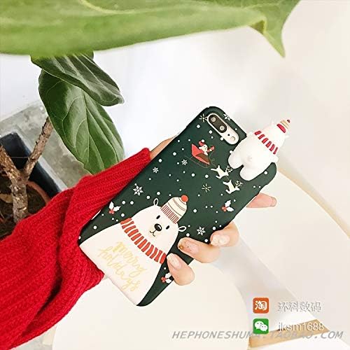 Topwin Christmas Case for iPhone 7/iPhone 8, Merry Christmas Soft TPU 3D Cute Cartoon Snowman Santa/Elk Pattern Cute Flexible Gift Case for Apple 4.7'' iPhone 7/iPhone 8(Green)