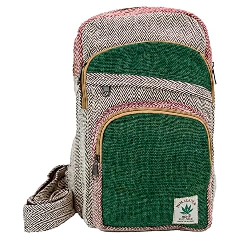 Zen Canyon Small Hemp and Cotton Herringbone Sling Multipurpose Bag Backpack Daypack, 13 x 8.5 Inches (Green) Cover