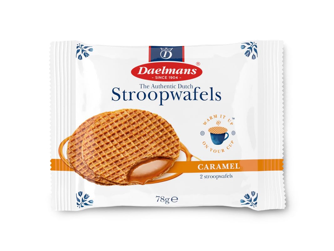 Daelmans Stroopwafels - Waffle al caramello - 78 g x 18 in una scatola - Autentica cialda olandese al caramello - Stroopwaffels