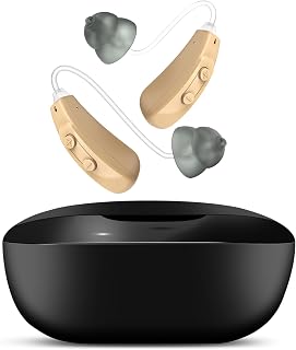 True BTE Hearing Aids for Seniors with Charging Case Not Amplifier - 16-Channel Noise Cancelling, Rechargeable, Lightweight & Easy to Use for Clear Sound