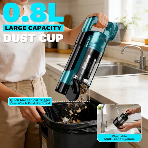 Image of Cordless Vacuum Cleaner compatible with Makita 18V Battery, 8-in-1 Stick Vacuum with Pet Brush, 35KPA Suction, 350W Brushless Motor, Smart Touchscreen, for Carpet Floor Car (Battery Not Included)
