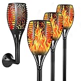 TVDQRAY Solarlampen für Außen Garten 4 Stücke IP65 Wasserdicht Flammenlicht,Realistische Flamme Solarleuchten, Automatische EIN/Aus GartenFackeln,2200mAh Batteriekapazität,50000 Stunden Lebensdauer