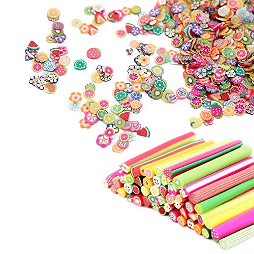 100 Pcs 3D Nail Art Fimo Canes Clay Fruit Slices Nails Stickers, More