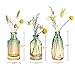 Joeyan Small Embossed Glass Bud Vase Set of 3,Green and Amber Colored Rustic Decorative Vase for Single Flower and Dry Flowers
