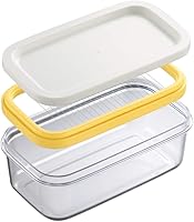Vista 9 de Mantequillera con cortador de mantequilla, recipiente rectangular hermético para almacenamiento de alimentos, bandeja de mantequilla cubierta