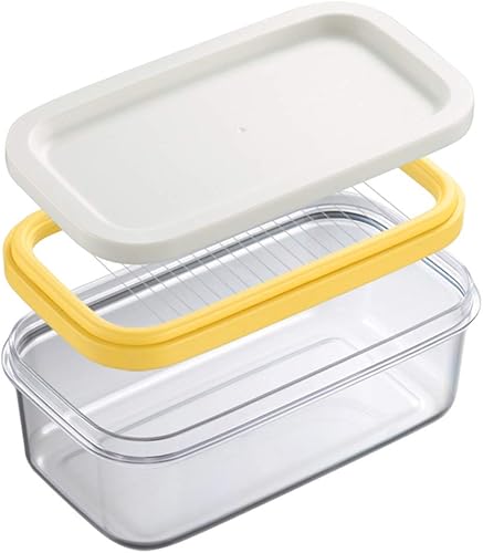 Miniatura 9 de Mantequillera rectangular con tapa con cortador para cortar y almacenar fácilmente, caja de mantequilla para refrigerar, contenedor de mantequilla