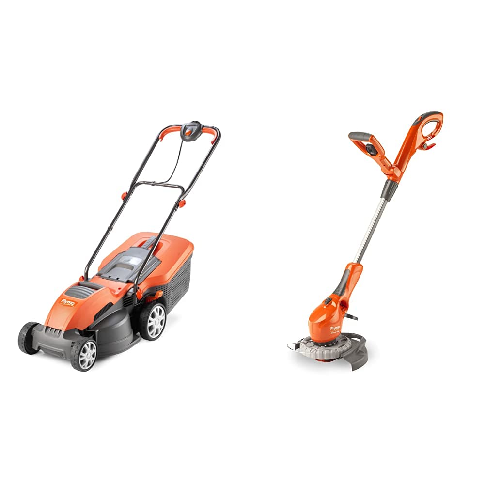Flymo Speedi-Mo 360C Electric Wheeled Lawn Mower, 1500 W, Cutting Width 36 cm & Contour 650E Electric Grass Trimmer and Edger, 650 W, Cutting Width 30 cm