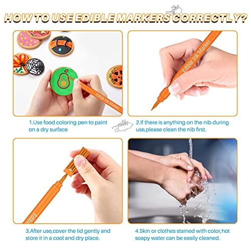 Tesyeux 12PCS Lebensmittelfarbe Stifte Backen,10Farben Dual Tip Coloring Essbarer Markerstift,Food Pen,DIY Ostereier Geburtstag zum Dekorieren,Für Kuchendeko