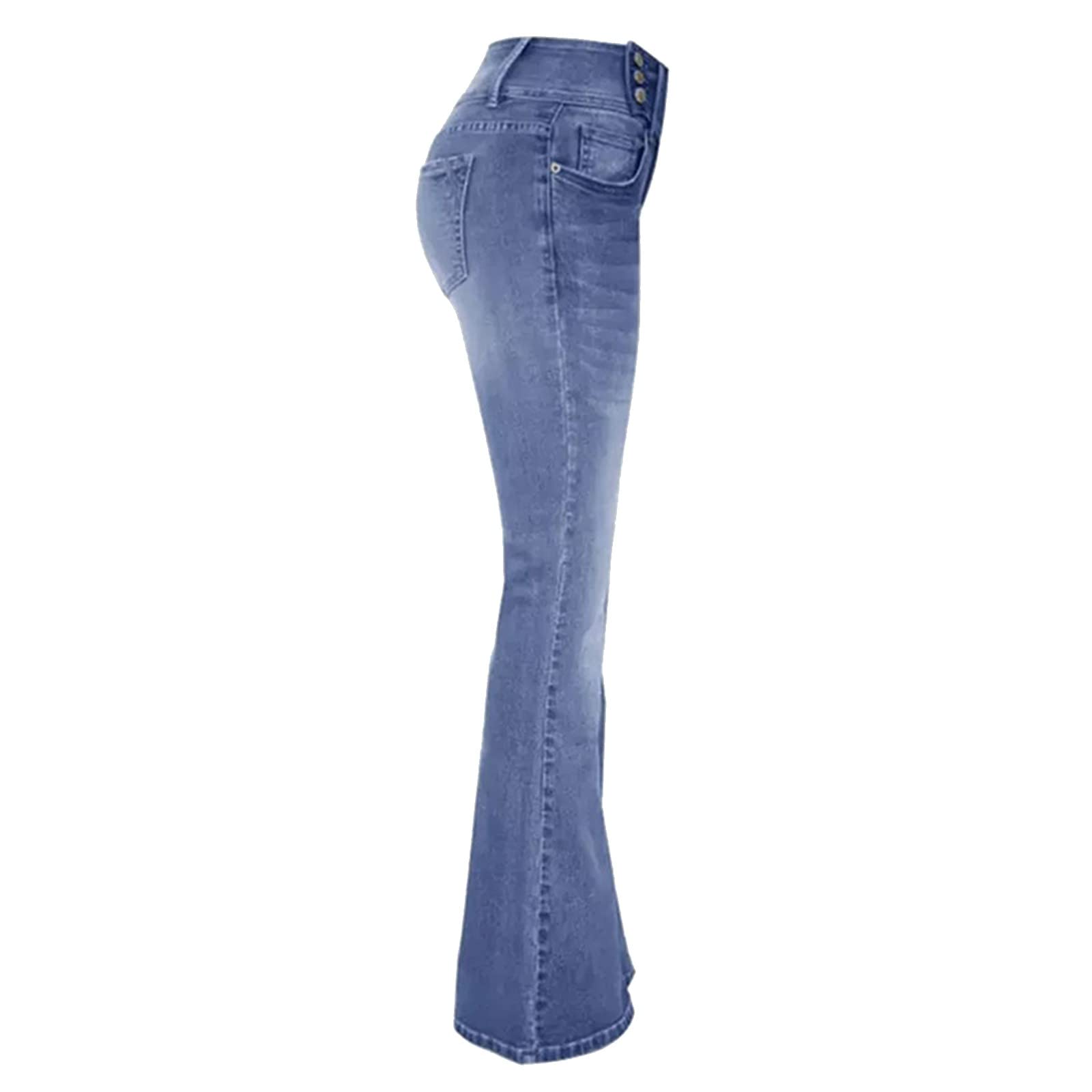 Genérico Jeans Mujer Rectos Elásticos Bolsillos Pantalones Vestir Bootcut Mezclillas Cintura Deportes Campana Vaqueros Elefante Monocolor de Pierna Recta para con Ajustada y Detalles en Dobladillo